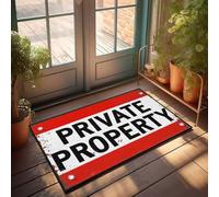 Alfombra de baño rústica con señal de advertencia de propiedad privada (50 x 80 cm)