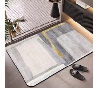 Alfombra de baño súper absorbente antideslizante de 70 x 120 cm, de microfibra, lavable a máquina, diseño de piedra, suave, color blanco, perfecta para uso doméstico y spa