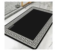 Alfombra de baño súper absorbente de secado rápido con tierra de diatomeas color negro y amarillo, decoración de lujo, alfombra antideslizante (blanco y negro, 40 x 60 cm)