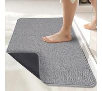 Alfombra de baño, ultra fina, de goma, antideslizante, de secado rápido, lavable a máquina, pelo bajo, absorbente, para ducha exterior, fregadero, accesorios de decoración del hogar, gris, 17 x 27