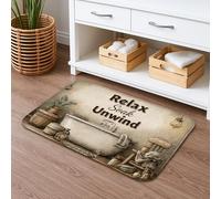 Alfombra de baño vintage Relax Soak Unwind, alfombra de ducha de estilo rústico absorbente, antideslizante, decoración del hogar, alfombras de baño lavables para baño, inodoro, baño, 16 x 24 pulgadas