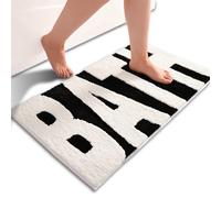 Alfombra de bao Anybar Mats de bao en blanco y negro para bao Mat de piso sin deslizamiento grueso gruesas alfombras de bao peludas