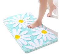 Alfombra de bao verde Linda tope de bao de margarita Decoracin de flores blancas y amarillas Alfombras no deslizantes alfombras de microfibra de m