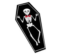 Alfombra de bienvenida de terror - Estera de entrada de ataúd esqueleto, decoración de suelo gótico oscuro | Spooky Black Bad Teppich Halloween Home Display Accesorio Espeluznante Habitación Nocturna