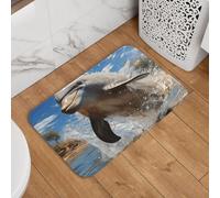 Alfombra De Bienvenida Hay Un Delfín Saltando Duradera Felpudo Entrada Suaves Alfombrilla para Entrada para Dormitorio Hogar Oficina 60X40Cm