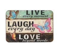 Alfombra De Bienvenida Vive, Ríe, Ama, Mariposa Resistente Alfombra Entrada Interior Antideslizante Tapete De Entrada para Baño Balcón Cocina 60X40Cm