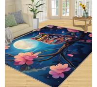 Alfombra de búho 240 x 300 cm, Grande, Lavable, 3D, para Sala de Estar, Suave, Pelo bajo, Antideslizante, moqueta para Dormitorio, decoración del hogar