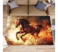 Alfombra de caballo y decoración del hogar, alfombras de fuego furioso para dormitorio, alfombras lavables para sala de estar, alfombra antideslizante, regalos de inauguración de la casa y tapetes