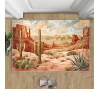 Alfombra de cactus, alfombra de paisaje del desierto, grande, alfombra bohemia para dormitorio, lavable, antideslizante, alfombra de pelo bajo, plantas tropicales, decoración del hogar, 160 x 230 cm