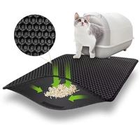Alfombra de cama de gato 75 x 55 cm, impermeable, diseño de agujeros grandes, doble capa, no tóxico para basura y baño de gato