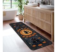 Alfombra de camino de bruja, calabazas festivas espeluznantes, casa embrujada, Halloween, naranja, pelo bajo, esponja, para interiores, no se desprende, para cocina, entrada, lavandería, pasillo