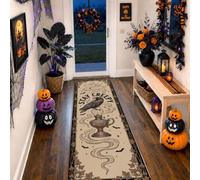 Alfombra de camino de bruja, diseño de estrellas espeluznantes, color beige, antideslizante, suave, rectangular, resistente a las manchas, para cocina, entrada, mesita de noche, lavandería, decoración