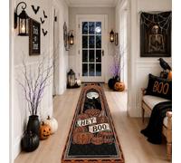 Alfombra de camino de bruja, diseño de luna espeluznante para Halloween, antideslizante, suave, rectangular, resistente a las manchas, para cocina, entrada, mesita de noche, lavandería, decoración de