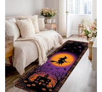 Alfombra de camino de bruja, espeluznante, gótica, con murciélagos de casa embrujada, para Halloween, color violeta, antideslizante, resistente a la decoloración, estética para el hogar, cocina
