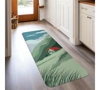 Alfombra de camino de casa, naturaleza, paisajística, hierba de montaña, verde, antideslizante, alfombra rectangular para interiores, no se desprende, para cocina, lavandería, puerta, entrada