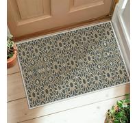 Alfombra de camino de flores, moderna, elegante, geométrica, pétalo, sin color azul marino, de pelo bajo, alfombra rectangular, no se desprende para cocina, baño, entrada, decoración de mesita de