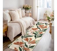 Alfombra de camino de flores, moderna, floral, pétalo, primavera, color verde, esponja de pelo bajo, estética, rectangular, para cocina, entrada, lavandería, pasillo, decoración de 2 x 8 pies