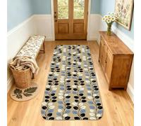 Alfombra de camino de hojas, moderna y minimalista, diseño de tallos azules, otoño, beige, antideslizante, rectangular, para el hogar, cocina, puerta, entrada, decoración de mesita de noche, 2 x 5