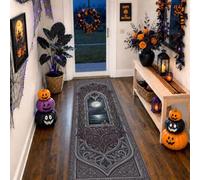 Alfombra de camino de luna, diseño gótico de vides espeluznantes, calavera, violeta, antideslizante, para interiores, no se desprende, para cocina, entrada, mesita de noche, lavandería, decoración de