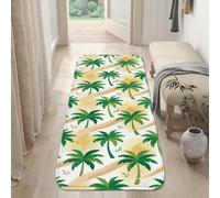 Alfombra de camino de palmeras, estilo casual, con hojas de arena, verde de verano, antideslizante, para decoración de cocina, puerta, entrada, mesita de noche, 2 x 3 pies