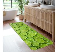 Alfombra de camino de rodajas de lima, moderna y minimalista, con patrones circulares, de fondo verde, de pelo bajo, esponja rectangular, para el piso, para cocina, entrada, mesita de noche