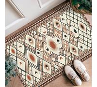 Alfombra de camino de sol, diseño geométrico de luna, color crema, antideslizante, rectangular, no se desprende, para cocina, entrada, mesita de noche, lavandería, decoración de 2 x 3 pies