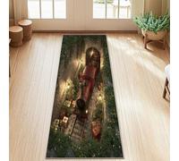 Alfombra de camino de tren, regalos rústicos de Navidad, faroles rojos de pelo bajo, alfombras con patrón para interiores, no se desprenden, para cocina, entrada, baño, decoración de puerta, 2 x 5