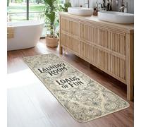 Alfombra de camino floral, clásico, elegante, con texto en color beige, antideslizante, suave, rectangular, resistente a las manchas, para cocina, puerta, entrada, mesita de noche, decoración de 2 x 6