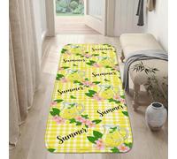 Alfombra de camino para jarra, de verano, con flores tropicales de limón, color amarillo de verano, antideslizante, para interiores, no se desprenden para cocina, puerta, entrada, decoración de mesita