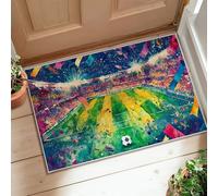 Alfombra de campo de fútbol, deportiva, vibrante, confeti, verano, verde, pelo bajo, estético, alfombra rectangular, acentos, entrada, baño, lavandería, mesita de noche, decoración de 2 x 3 pies