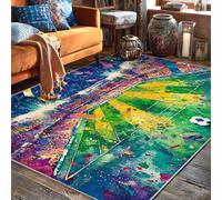Alfombra de campo de fútbol, deportiva, vibrante, confeti, verde, antideslizante, para interiores, rectangular, no se desprende, para sala de estar, dormitorio, debajo de la cama, decoración de