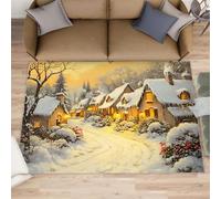 Alfombra de campo nevado grande para sala de estar, 160 x 230 cm, alfombra de invierno para dormitorio, alfombra romántica de cuento de hadas, no se desprende, para guardería, oficina, sala de juegos