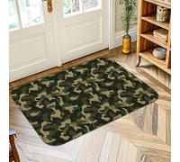 Alfombra de camuflaje, formas militares al aire libre, patrones, ninguno verde, antideslizante, rectangular, no se desprende, para baño, puerta, entrada, mesita de noche, decoración de 2 x 3 pies