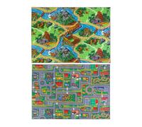 Alfombra de carreteras y dinosaurios reversible multicolor 95x133cm dinocity