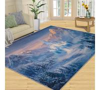 Alfombra de Castillo de Princesa, 240 x 300 cm, Grande, Lavable, 3D, para Sala de Estar, Suave, de Pelo bajo, Antideslizante, para Dormitorio, decoración del hogar
