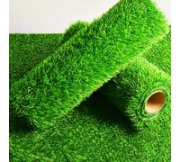 Alfombra de césped artificial de alta densidad de 3 cm, realista, verde para mascotas, patios, patios y parques infantiles, decoración versátil de paisaje (130 x 200 cm)