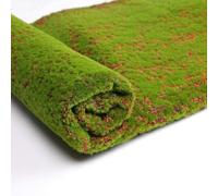 Alfombra de césped artificial de musgo - Alfombra de musgo realista, alfombra sintética para boda, hogar, jardín, bonsái, fotografía, terrario, decoración interior y exterior (base roja, 50 x 50 cm)