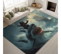 Alfombra de cine de fantasía antideslizante para salón, 50 x 80 cm, estilo marino, gato negro, tiburón, alfombra de decoración resistente, alfombra de pelo Ras suave para dormitorio, salón y oficina