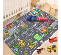 Alfombra de coche infantil, alfombra de juego para habitación infantil, alfombra de circuito de actividad para bebé, antideslizante, alfombra para juegos de coche, juguete de Playmat de carretera
