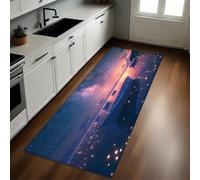 Alfombra de Cocina 60 x 180 cm Cielo Estrellado, mar inmenso, Barco pesquero Antideslizante y Lavable, Camino Multiusos Resistente al Desgaste, Antimanchas, Ideal para Bajo Fregadero y Fogones