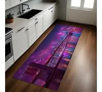 Alfombra de Cocina 60 x 180 cm Fuegos Artificiales sobre el Puente del Edificio Antideslizante y Lavable, Camino Multiusos Resistente al Desgaste, Antimanchas, Ideal para Bajo Fregadero y Fogones