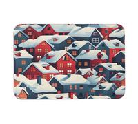 Alfombra De Cocina Ciudad Invernal De Nieve Nórdica Decorativa Alfombras Antideslizante Alfombras De Baño para Dormitorio Comedor Salón 60X40Cm