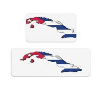 Alfombra de cocina con mapa de bandera cubana, 2 unidades, alfombra de espuma cómoda para cocina, hogar, oficina, antideslizante