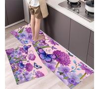 Alfombra de Cocina de 2 Piezas Antideslizante Lavable, Tapetes de Cocina Jarrón Ornamentado Alfombras de Corredor Fotográfico Realista Resistente para Pasillo, Lavandería y Entrada, 40x60cm+40x120cm
