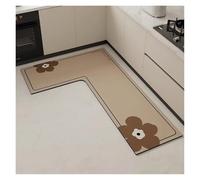 Alfombra de cocina de barro de diatomita en forma de L de PVC, suave, superantideslizante, absorbente, lavable, decoración del hogar (marrón claro, 80 x 150 x 45 cm)