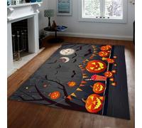 Alfombra de Cocina de Halloween Decoración Calabaza Linterna Banner Horror Night Resist Dirt Alfombra de Cocina Antideslizante para decoración de Piso y hogar 180x270cm