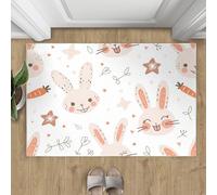 Alfombra de conejo de cuento de hadas para dormitorio, alfombra de estilo caricatura, suave, lavable, antideslizante, decoración del hogar, 50 x 80 cm