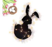 Alfombra de conejo para dormitorio - Alfombra de Pascua entrecruzada con orejas de conejo plegadas, felpudo de bienvenida en forma de conejo con tiras luminosas | Pie de resorte en forma de conejo d