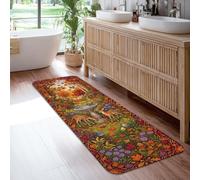 Alfombra de corredor de ciervo, rústica, elegante, con flores de otoño, naranja, antideslizante, suave, rectangular, resistente a las manchas, para cocina, entrada, lavandería, decoración de mesita de