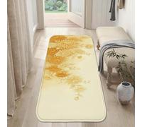 Alfombra de corredor de crisantemo, elegante y moderna con diseño de hojas florales, color dorado, antideslizante, para el hogar, interiores, no se desprende, para cocina, entrada, lavandería, pasillo